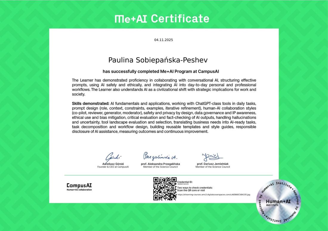 Certyfikat: Me+AI Program (CampusAI)