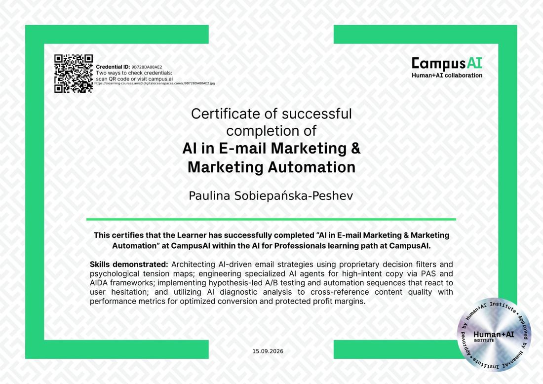 Certyfikat: AI in E-mail Marketing & Marketing Automation (CampusAI)