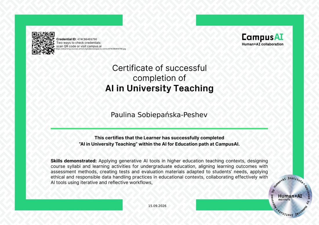 Certyfikat: AI in University Teaching (CampusAI)