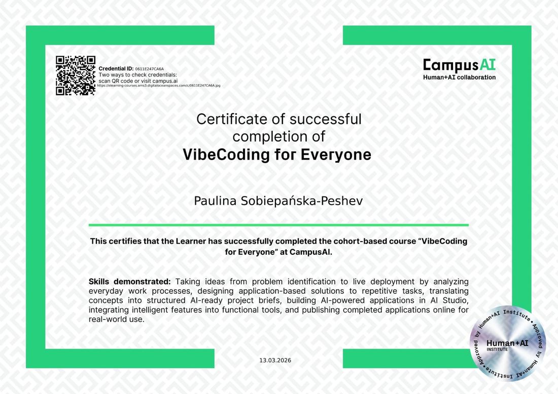 Certyfikat: VibeCoding for Everyone (CampusAI)